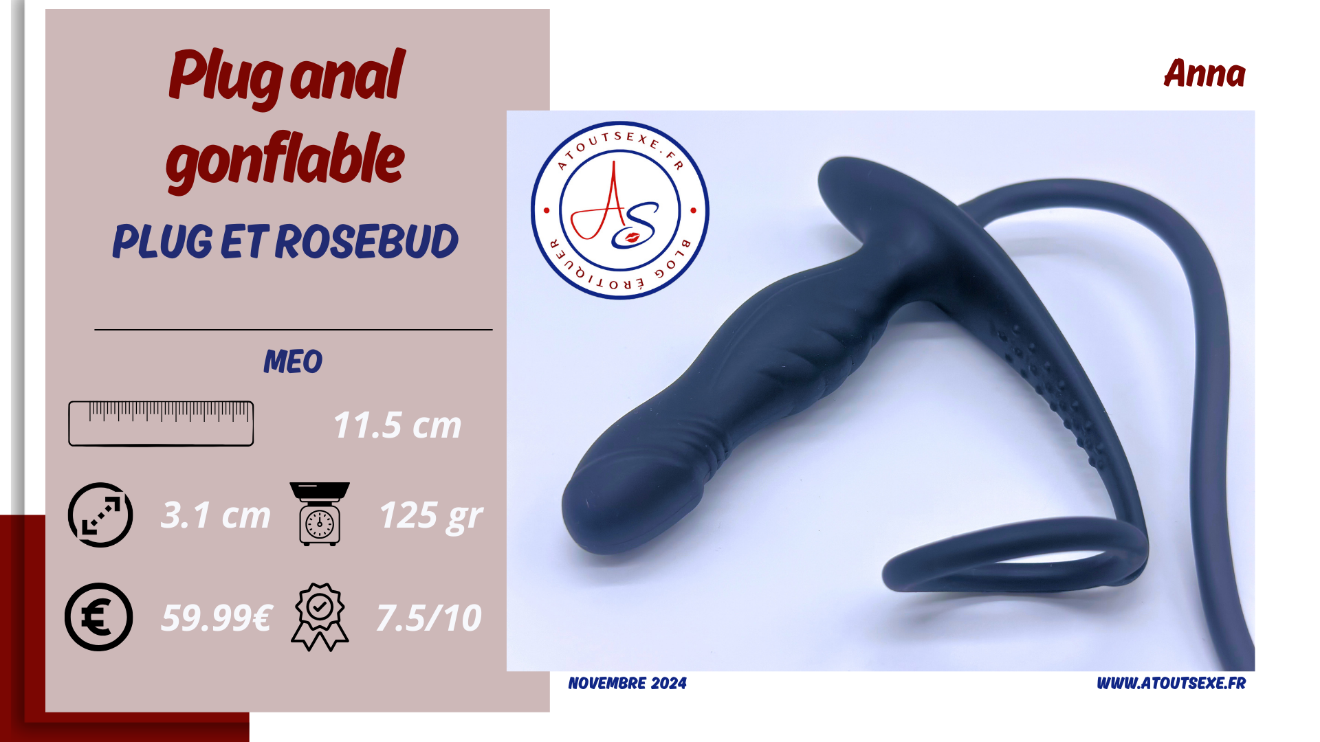 Stimulateur de prostate GLADIATOR – Plug anal gonflable avec anneau pénien : un plaisir intense et sur mesure