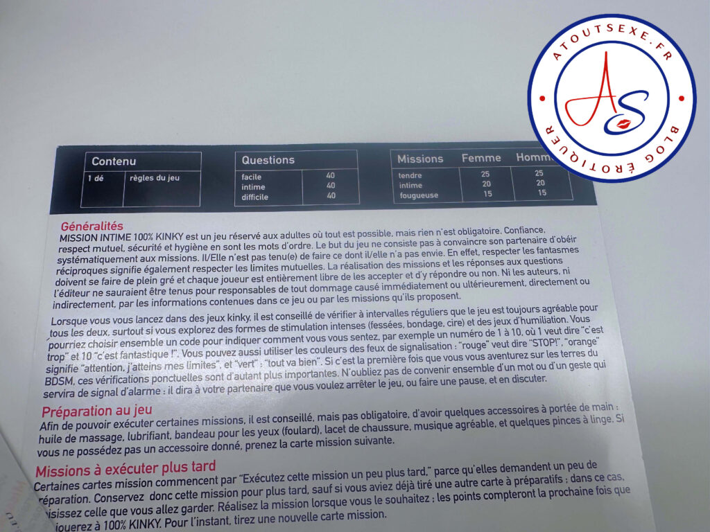 règles jeu de société mission intime