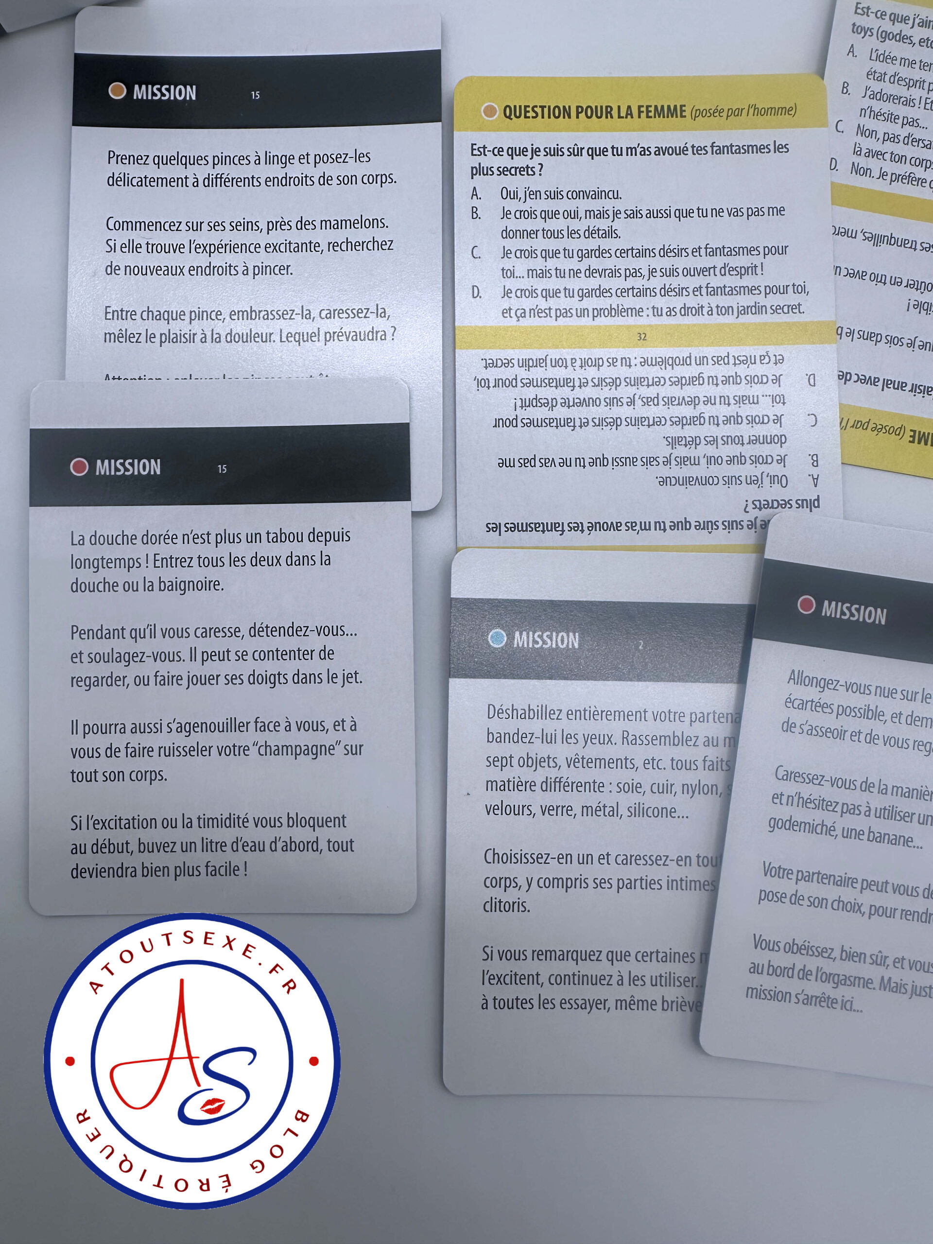 cartes de jeu mission intime
